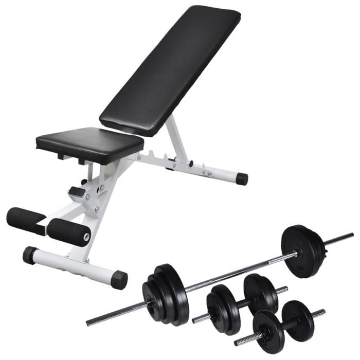 VidaXL Banc d'Entraînement avec Jeu d'Haltères et de Disques de Poids 30,5 kg 275351
