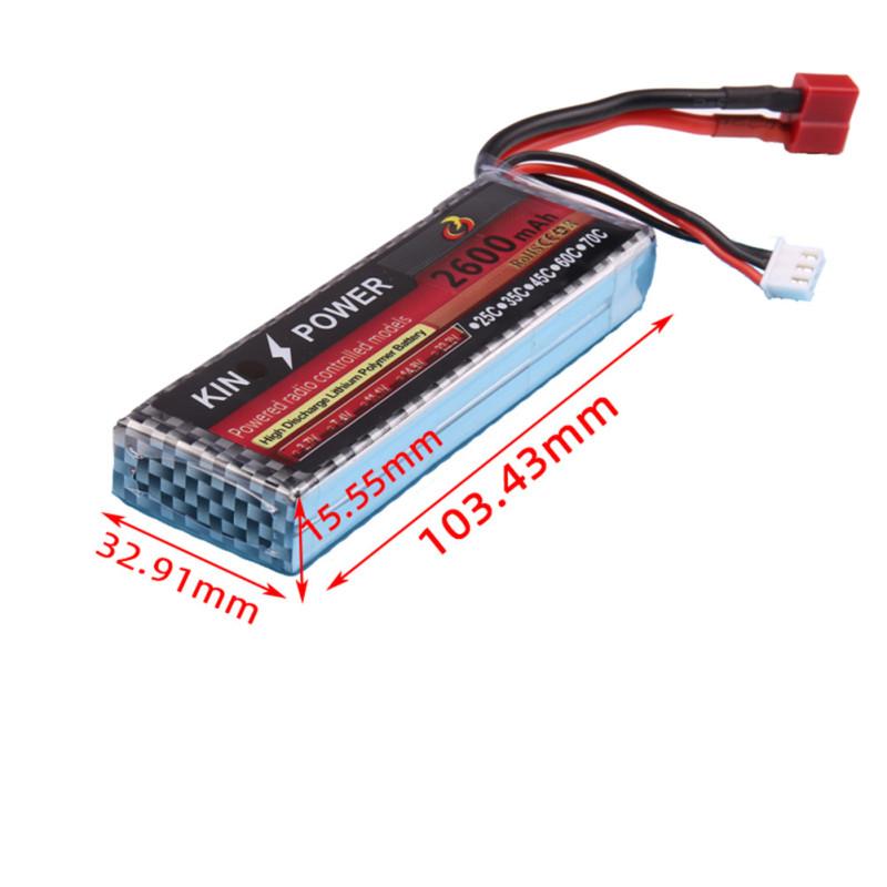 7.4V 2600mAh Lipo Battery T Plug for WLtoys 1/14 144001 RC Car Upgrade Parts
