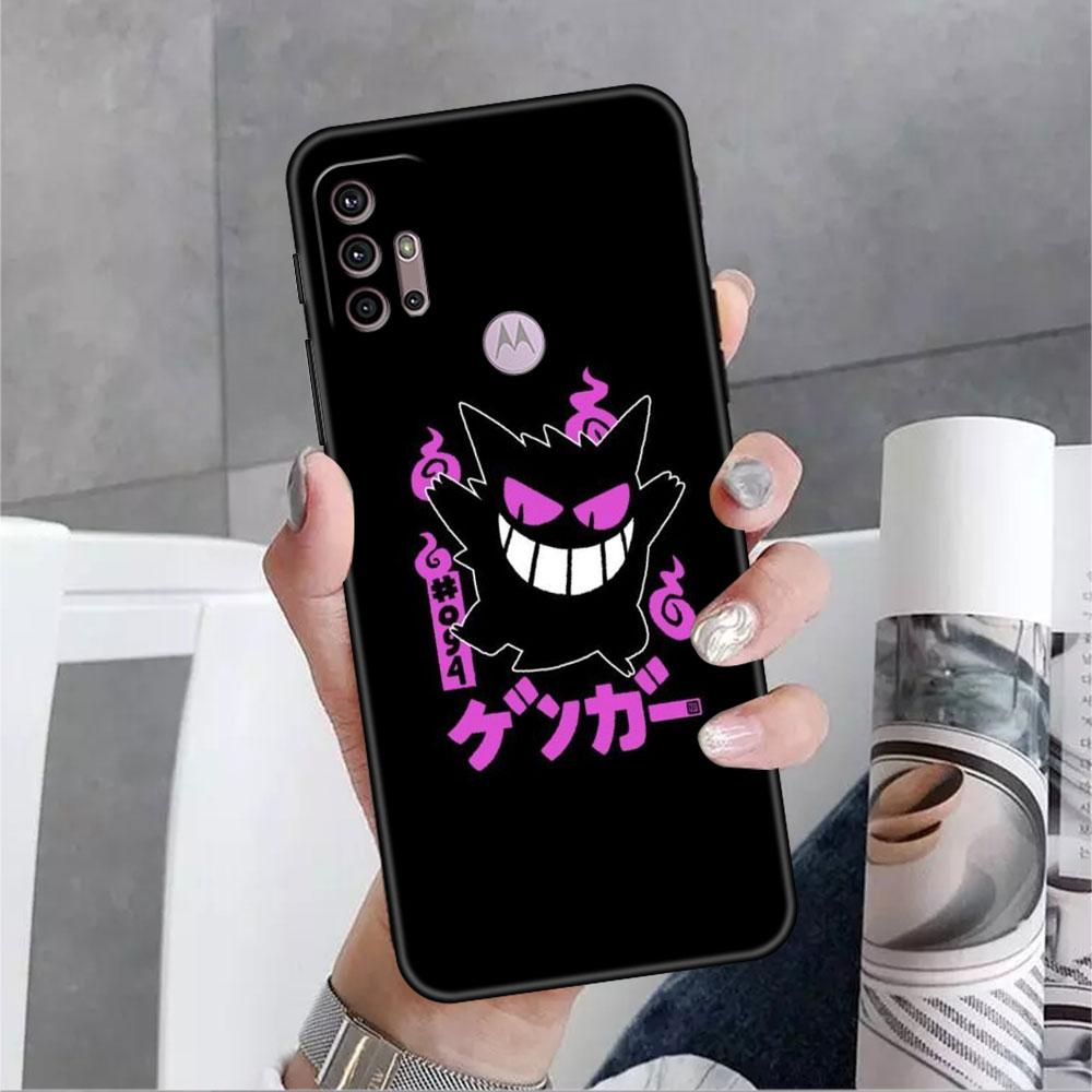 Süße Pokemon Gengar Hülle für Motorola G30 G60 G22 G9 Play G82 G52 G8 G9 G50 One Fusion Edge 20 Schwarz Soft Phone Capas Silikon