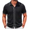 Herren Kurzarmhemden Atmungsaktive Button-Down Poloshirt Tops Strandurlaub Leichtgewicht Golf Hemden mit Kragen Sommer Freizeit Strickhemden für Herren