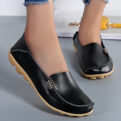 Mode Echtes Leder Damen Ballerinas Tennisschuhe Damen Mokassins Damenschuhe Slipper Damenschuh Weich Übergröße Damenschuhe