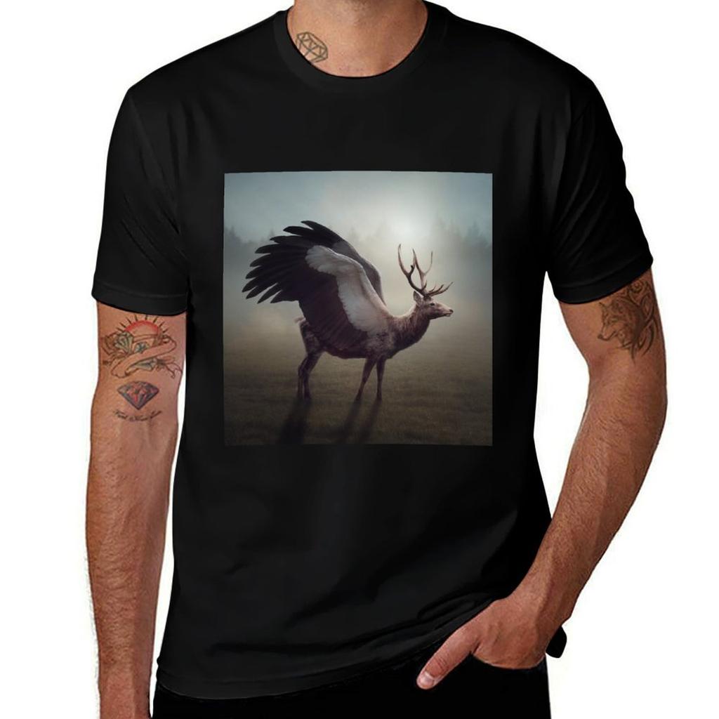 Icarus Perytonwinged Deer Tshirt Novelty Print Casual Tee Shirt