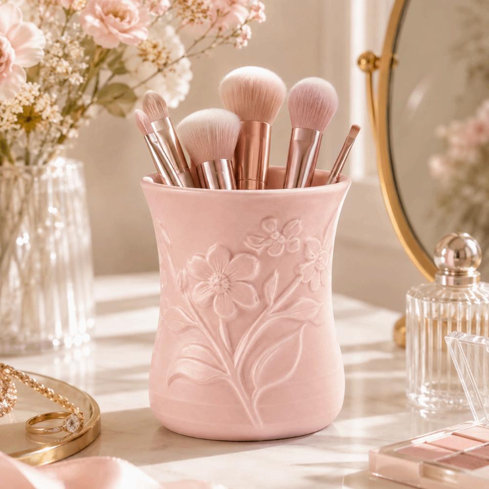 3D Printed Flower Vase Raised Patterns Pen Holder Cosmetics Storage Rack Living Room Decor