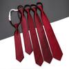 Men'S And Women'S Red Zip-Up Tie Groom Business Dress Wedding Korean Version Lazy No Striped Tie