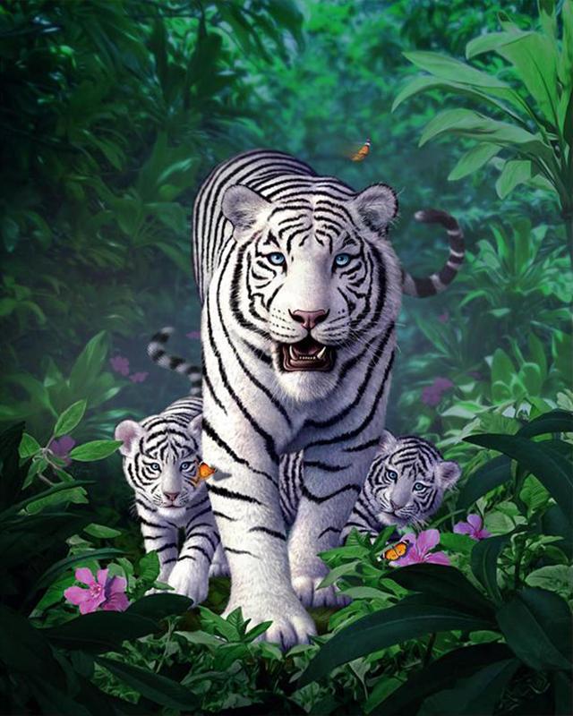 Diamond Painting Kit Animal 5D DIY Diamond Embroidery White Tiger Pictures Of Rhinestones Mosaic Sale Craft Kit