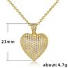 Full Micro Paved Solid Heart Pendant Classic Cable Link Chain Women Clavicle Necklace