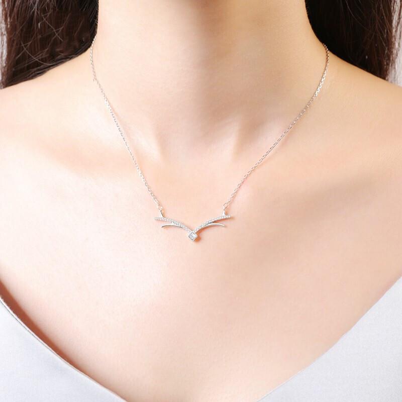 925 Silver Moose Antler Necklace - Lucky Clavicle Chain Pendant for Women, Creative Christmas Gift