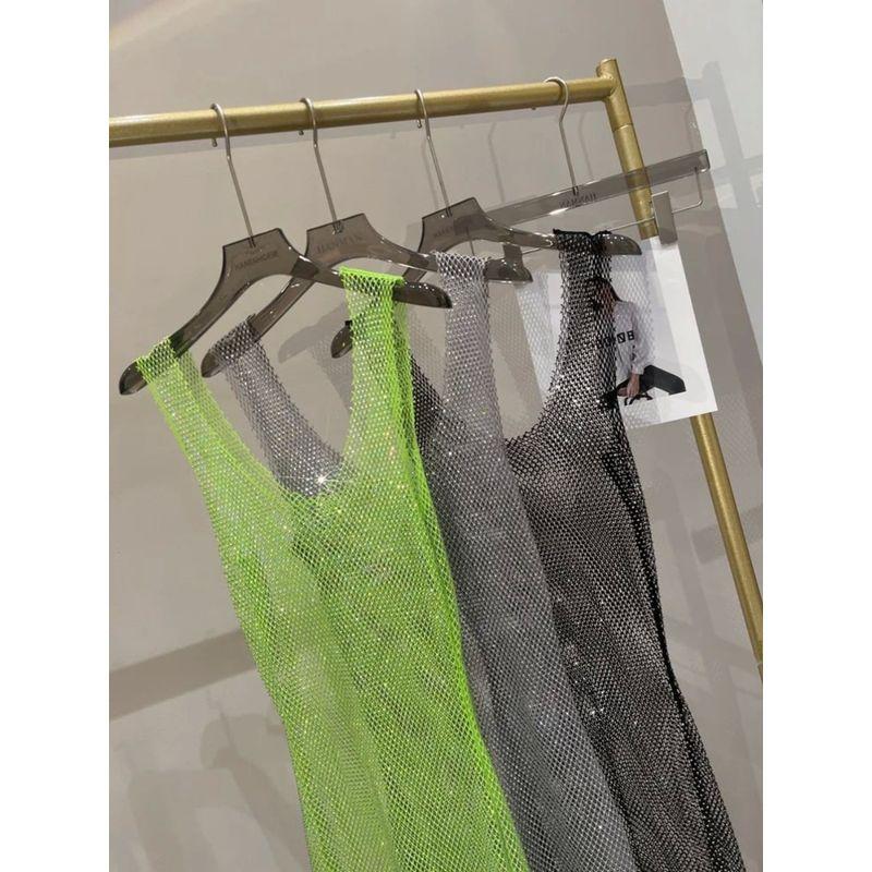 Mesh See through round Neck Neck Dress Sleeveless Hollow Mesh See through round Neck Dress