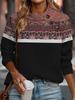 Lässiges Stehkragen Langarm Regular Fit Digitaldruck Damen Oberteil Sweatshirt Trendiges Design Bequeme Alltagskleidung für Damen
