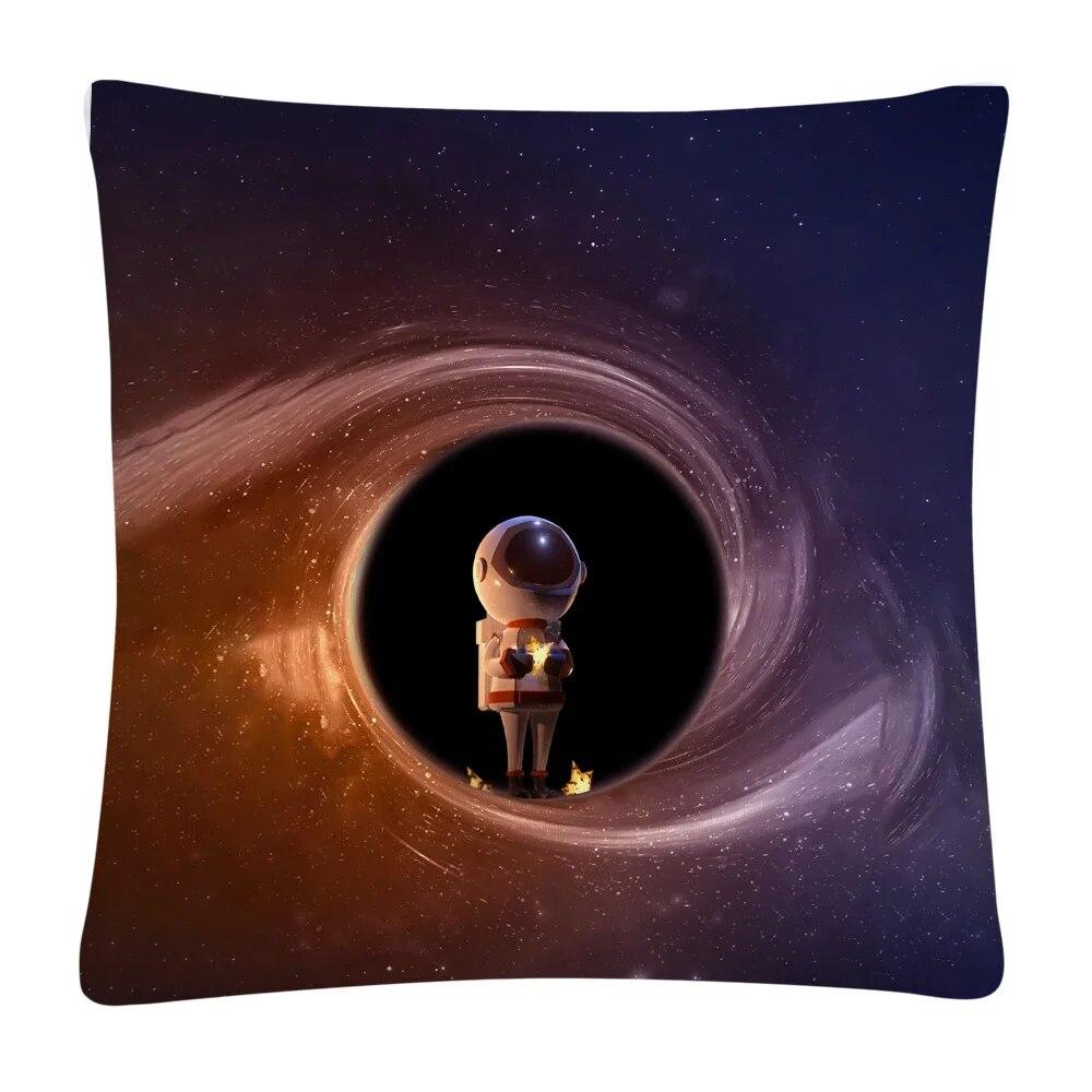Home Decor Car Sofa Cushion Cover Astronaut Cartoon Pattern Print Square Pillowcase