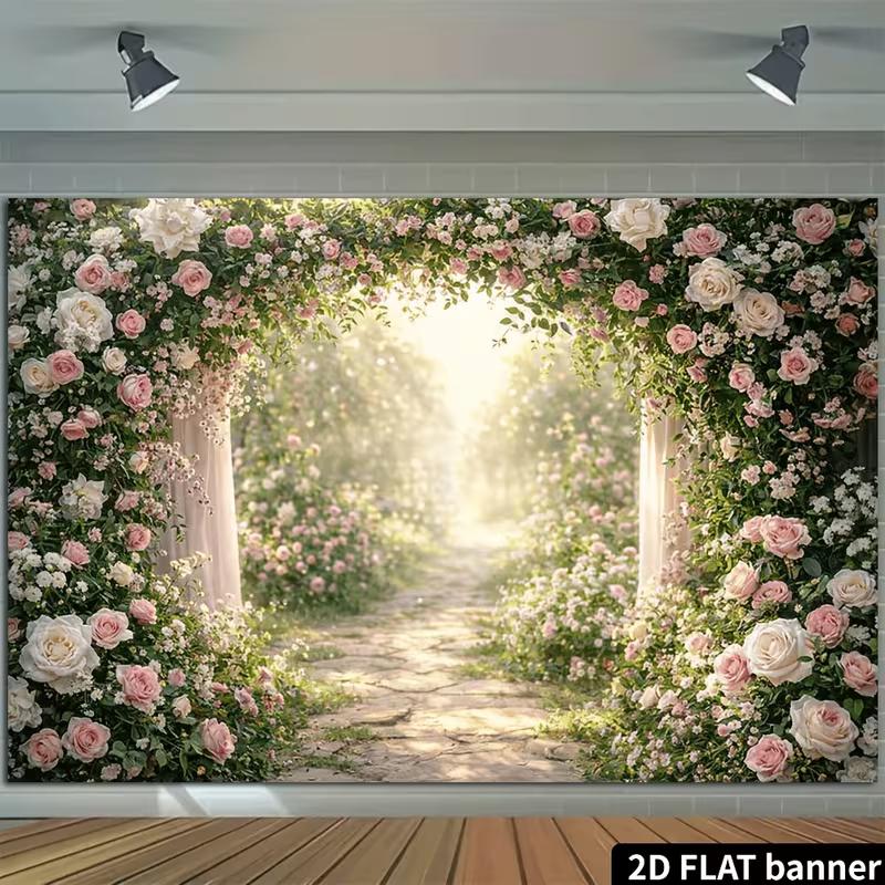 2D Enchanted Flower Path Backdrop Photo Booth Background