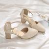 Women's Spring/Summer Knot-Top Chunky-Heel Pumps and Mid-Heel Elegant Commuter Sandals