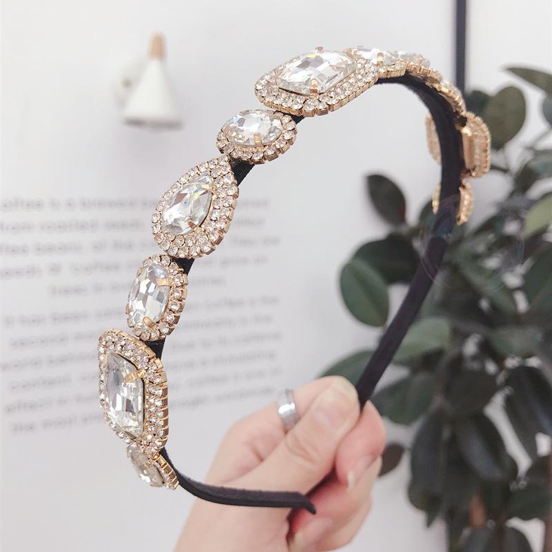 Baroque Rhinestone Headbands Hair Hoops For Women Vintage Colored Shiny Crystal Gem Bridal Hairband Headwear Headband