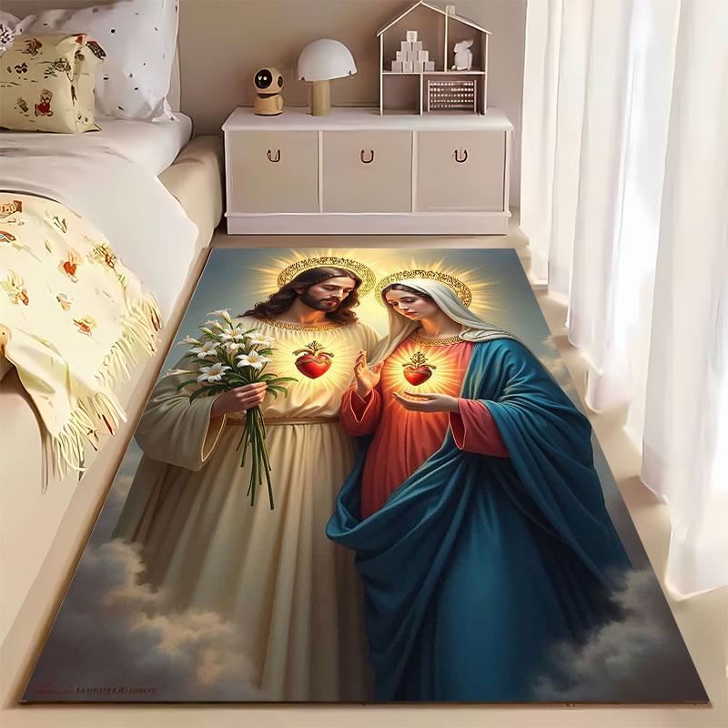 "Sacred Religious Icon Design" suitable as a non-slip mat for the living room or bedroom sofa