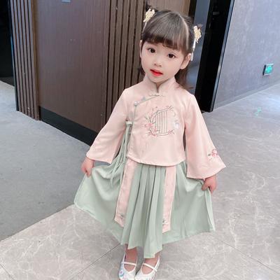 Hanfu dívka čínského stylu látkové letní šaty Starožitný oblek Tang kostým super víla malá dívka mořská panna princezna sukně spodní prádlo