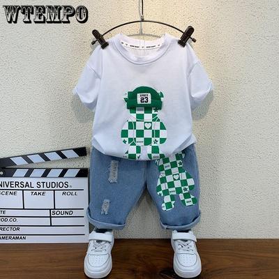 Boys' Summer Clothes Baby Clothes Trendy Children's Summer Cool Short Sleeved Set