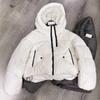 Thick Winter Hooded Cotton Puffer Jacket Women Oversized Short Coat With Dual Zipper Contrast Color Design