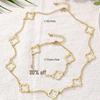 Metallic Four-Leaf Clover Bracelet & Necklace Set for Women