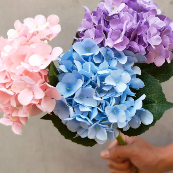 Künstliche Hortensie UV-beständig Gefälschte Seidenblume Zuhause Hochzeitsparty Babyparty Tischdekoration Innen Außen Künstliche Blüte Dekoration