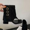 Fashion Female Open Toe Footwear Slip On Women Sandals Ankle Boots With Heels Fashion Buckle Ladies Short Booties Shoes Flip Flops