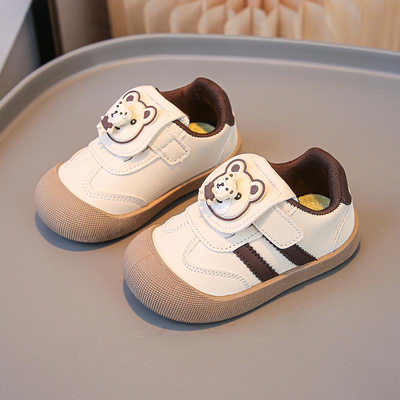 

Toddler Skate Shoes Cute Bears Soft Sole Kids Flat Shoes Toes Capped Striped 2025 New Fashion Boys Girls Casual Shoes Hook&loop 21 хаки