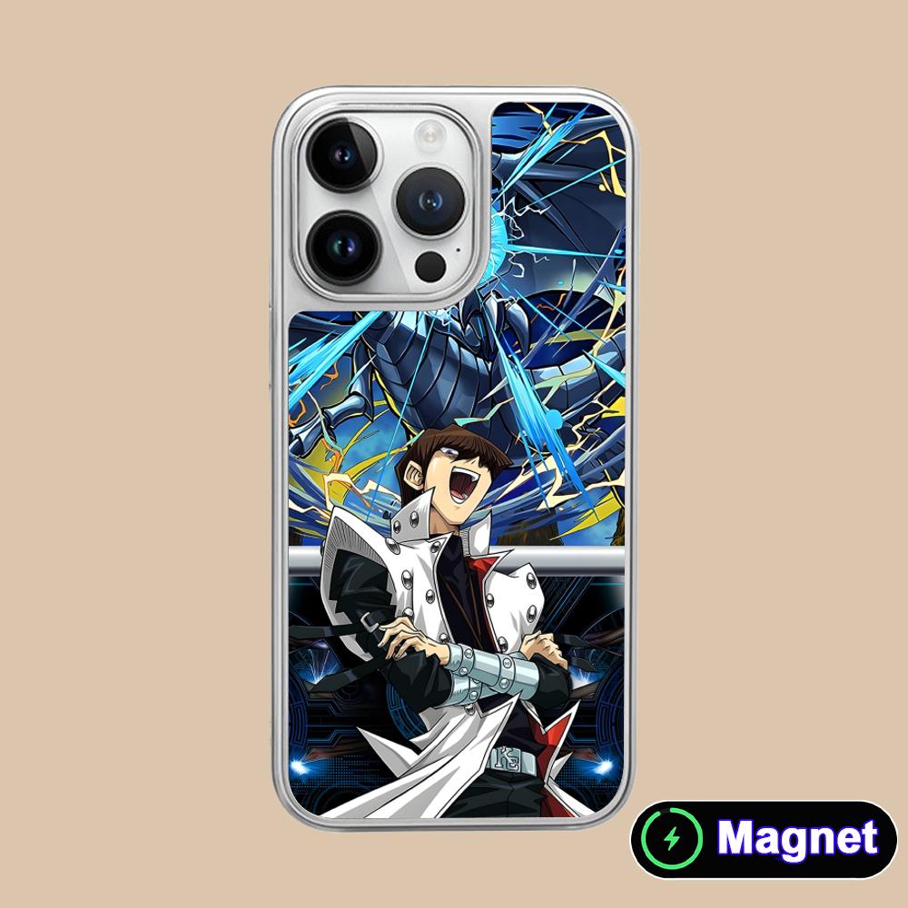 Yugioh Seto Kaiba Phone Case for iPhone 17 16 15 14 13 12 11 Air Pro Max Plus Electroplated Silver Magsafe Cover