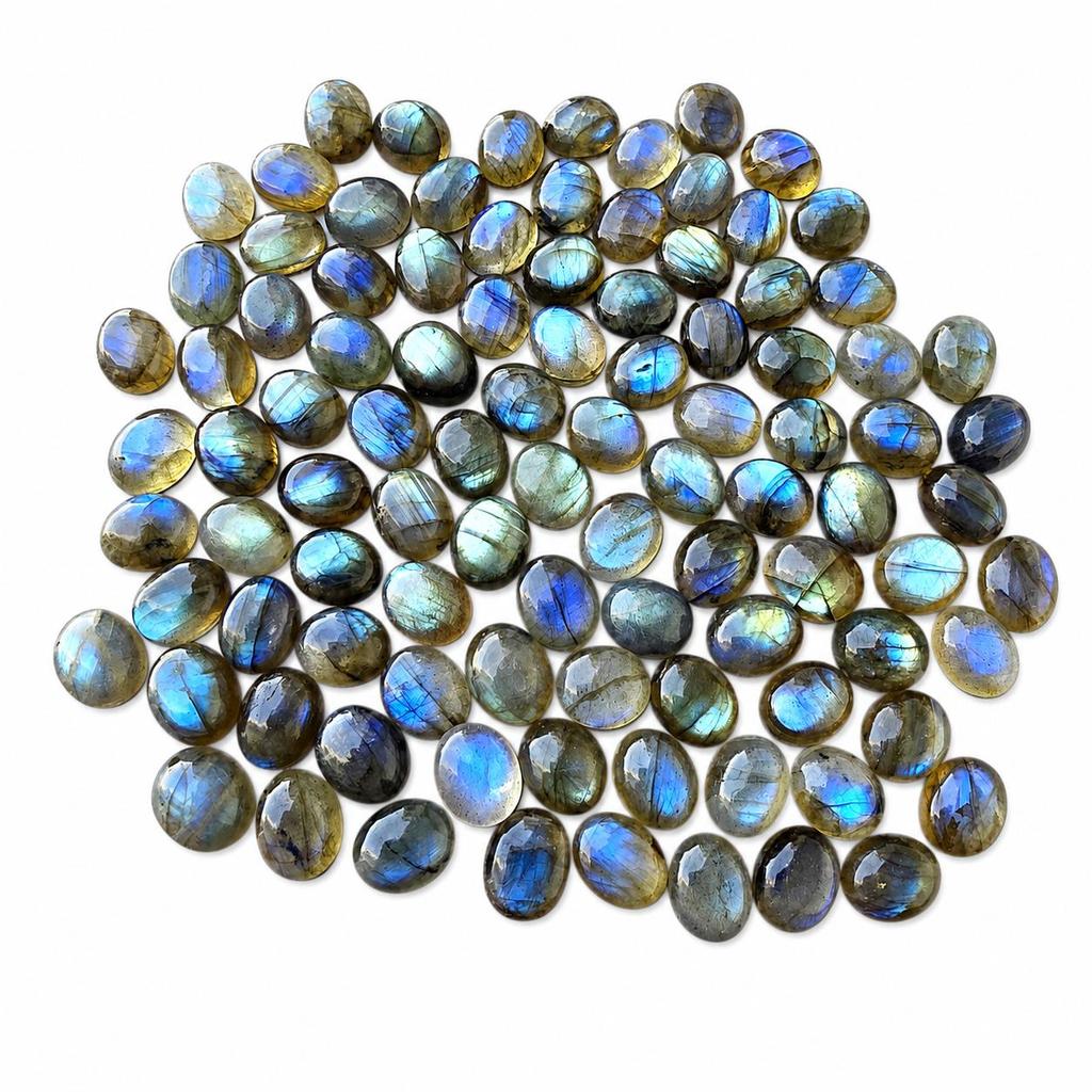 Cabochon Ovale Labradorite Plat Dos Pierre Précieuse Multi-teintes Toutes Tailles Disponibles