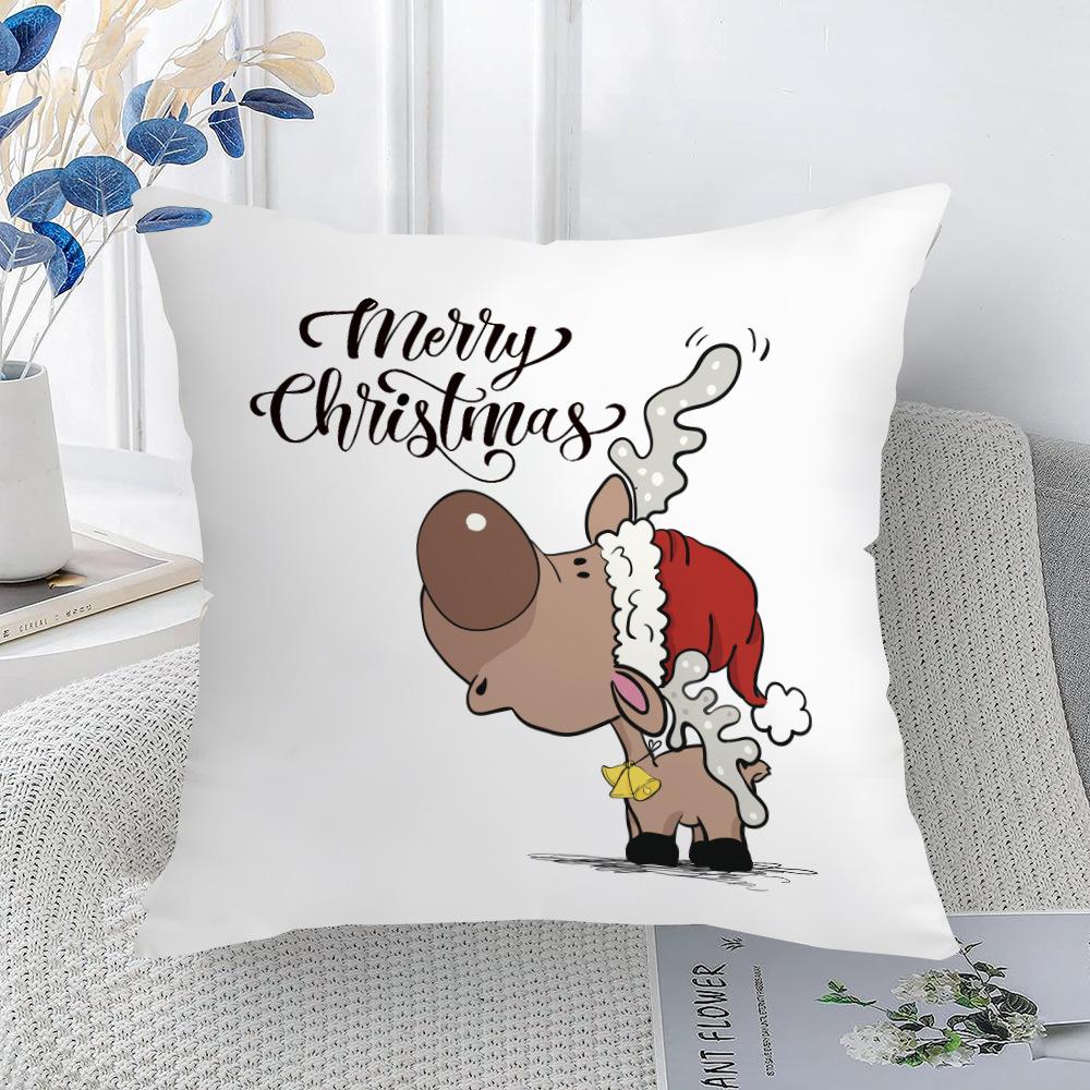 New Christmas Pillow Cover Cartoon Santa Claus Elk Holiday Decoration Sofa Cushion Cover Bedside Pillow