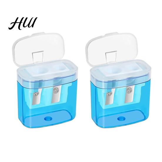 Lightweight Pencil Sharpener Portable with Lid Dual Holes Pen Manual Plastic Students for Classroom Office Home A