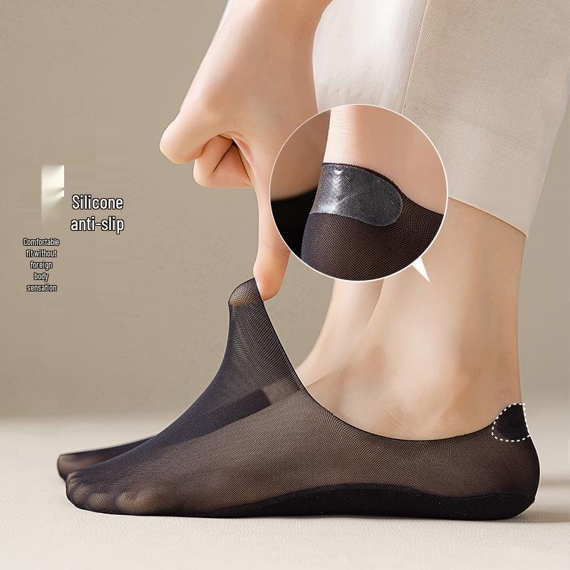 Women's Summer Mesh Boat Socks - Pure Cotton, Low Cut, Invisible, Non-Slip, Casual.