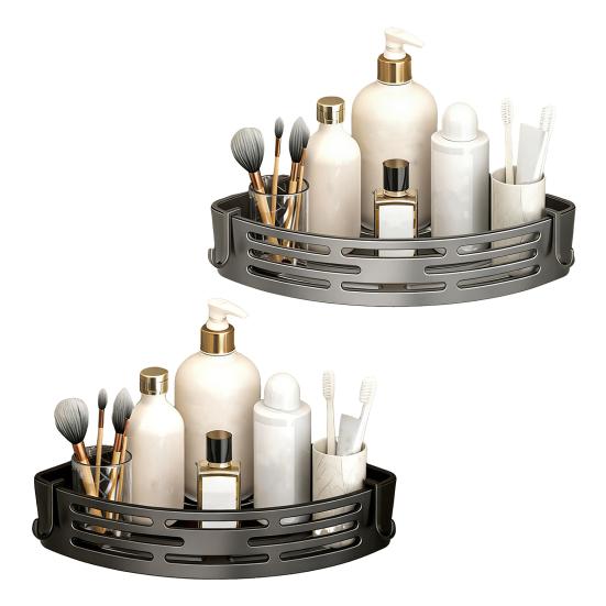 Hörnförvaringsställ Superbärande Spikfri Installation Badrumsorganisatör med Starkt Klister Fuktsäker Design Förvaringsorganisatör