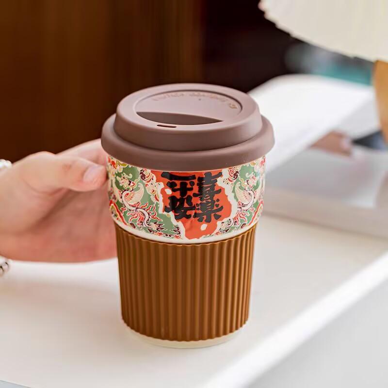 Antique Grass And Wood Ash Tea Coffee Cup Merchandise Ceramic Cup Gift Cup With Lid Gift Cup With Hand