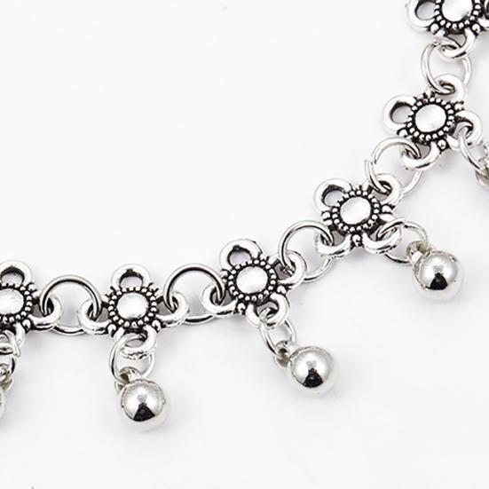 Vintage Water Droplets Tassel Floral Anklet Chain Barefoot Summer Beach Jewelry