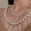 Exquisite Rhinestone Leaf Pearl Jewelry Set: Elegant Court-Style Necklace & Earrings