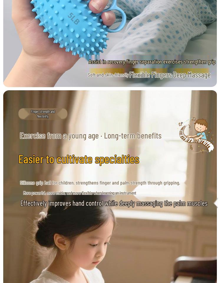 Children's Silicone Four-Finger Grip Ball for Strength and Flexibility Training