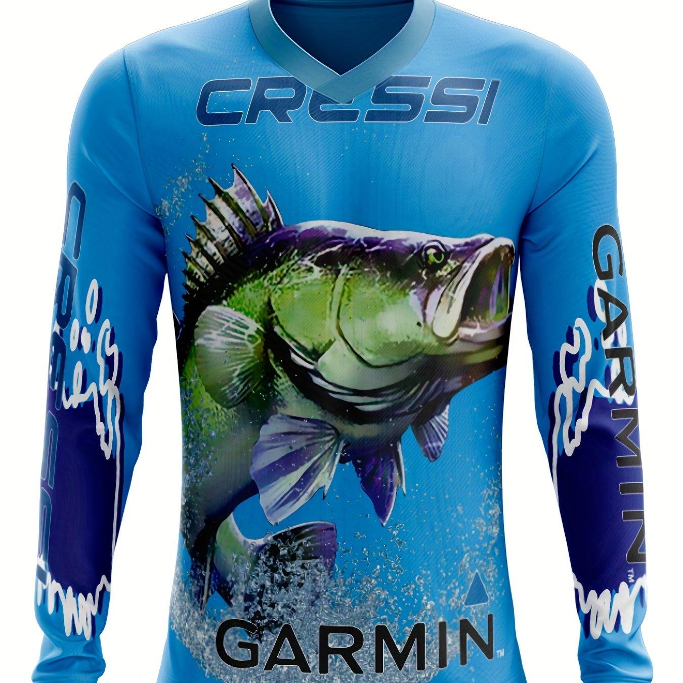 

Футболка в стиле ретро с 3D-принтом «Рыбалка» и длинным рукавом, мягкий полиэстер средней эластичности, стандартный крой, подходит для любителей всесезонной одежды 6XL