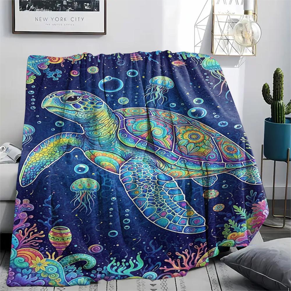 Colorful marine organisms Print Flannel Blanket,High quality Comfortable for All Seasons,Home Decor,Warmth and Comfort,Perfect for Christmas Gifts