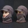 Women'S Rabbit Fur Winter Hat Scarf Combo Windproof Ear Protection For Mothers Thickened Knitted Beanie For Outdoor Riding Gift