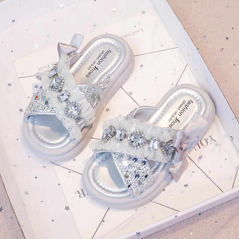 

Girls sandals women s 2025 new summer models children s soft-soled explosive sports sandals silver foreign summer children 25