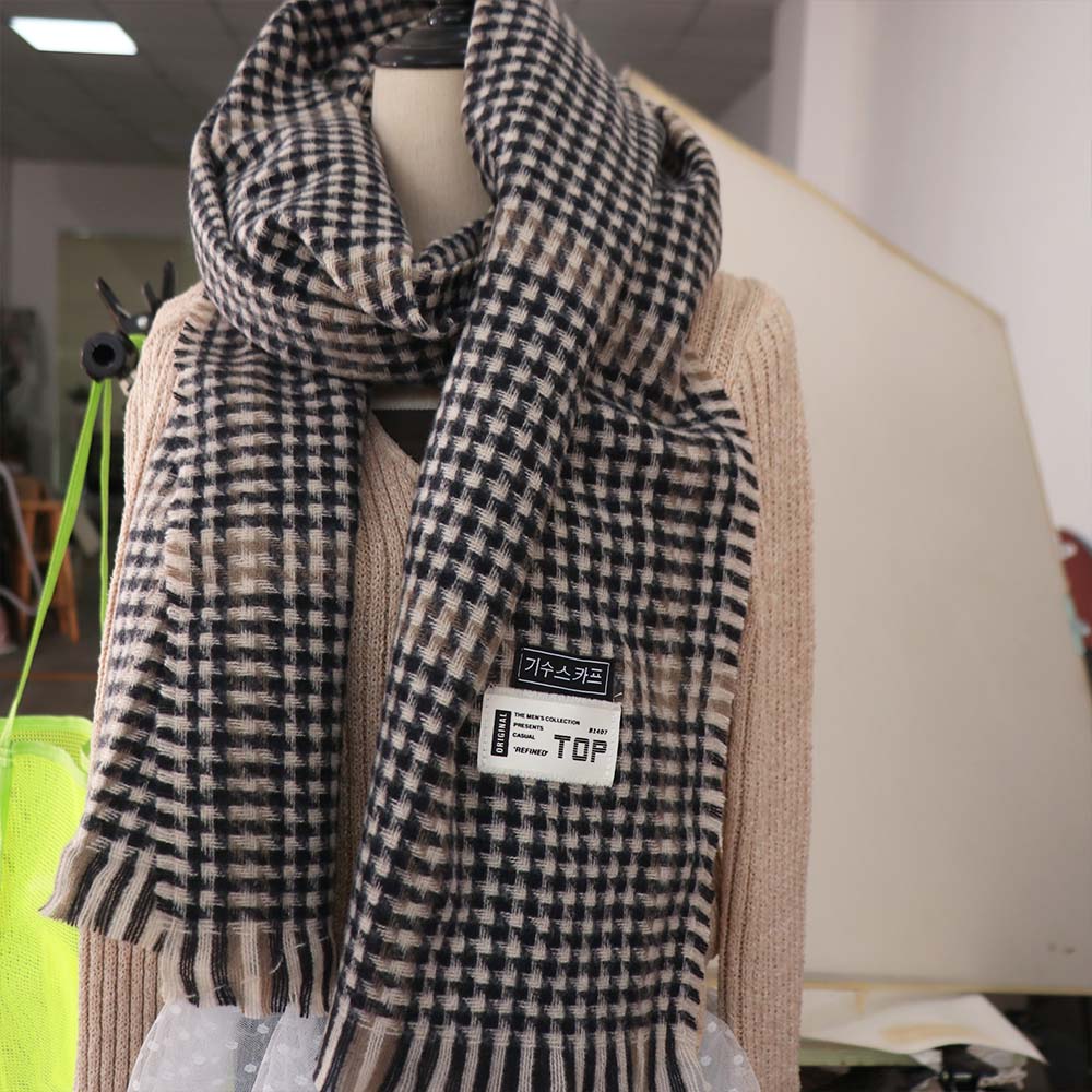 Thicken Winter Plaid Scarf Casual Checkered Scarf Fashion Men's Plaid Scarf  Males