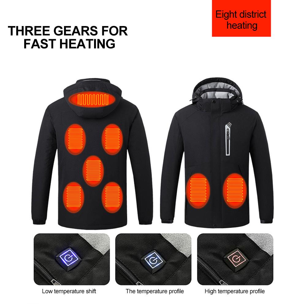 Winter Smart Heating Jacket 8 Zones Heating Coat 3 Gear Temperature Adjustable USB Charging Jacket