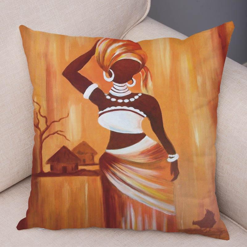 Abstract Painting African Living Pillowcase Woman Home Decor Gallery Exotic Cushion Cover