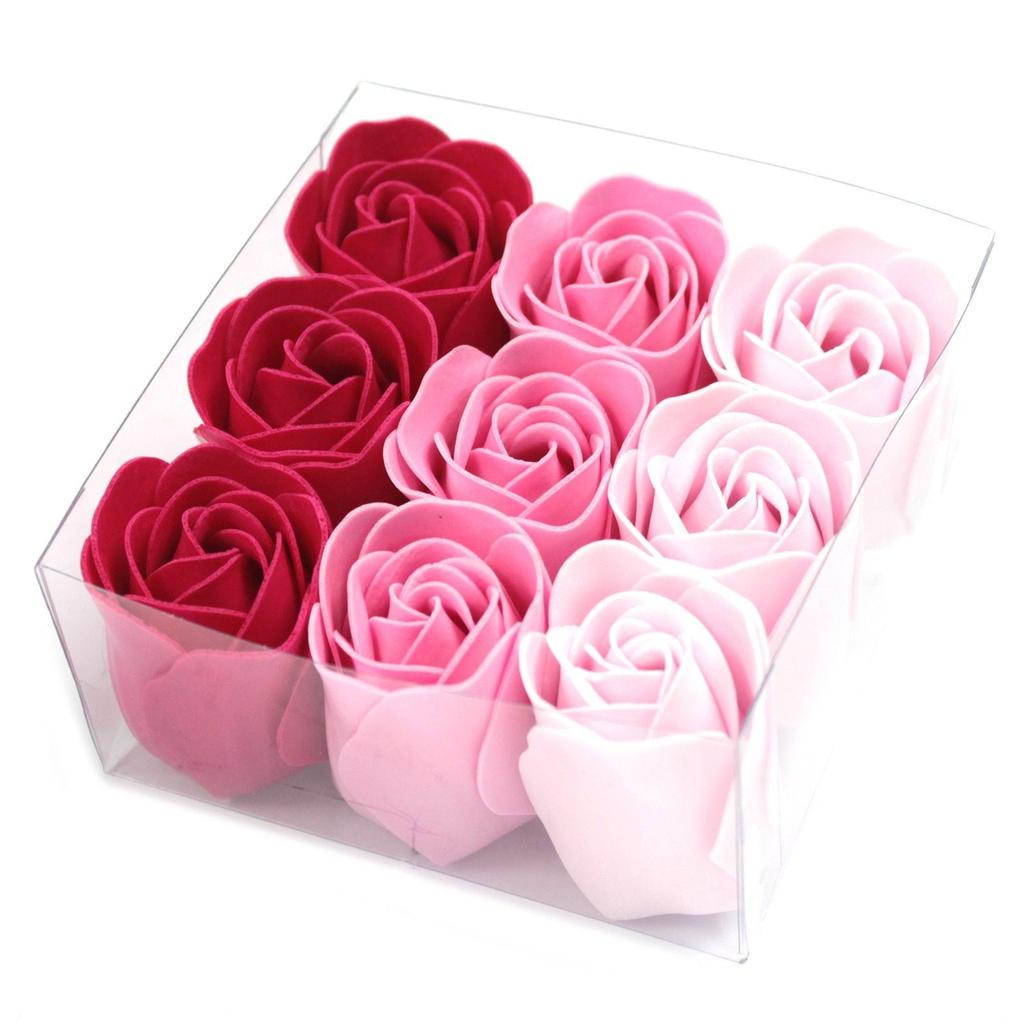 2x Soap Flowers Pink Roses Set of 9