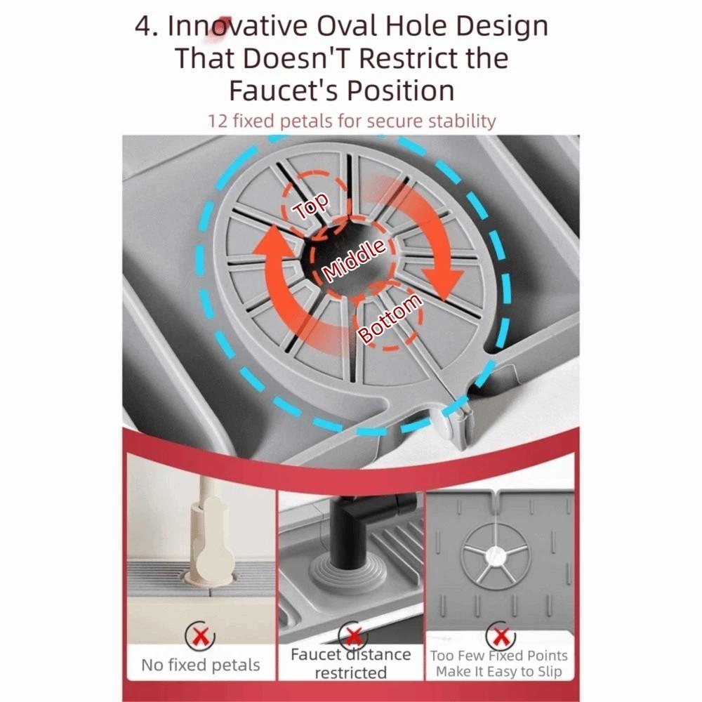 Fast Self-Draining Silicone Faucet Draining Pad Non-Slip Sink Splash Guard  Dish Soap Holder