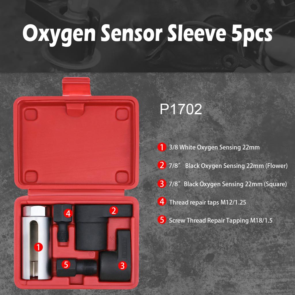 5pcs/set Oxygen Sensor Wrench Kit for Automotive O2 Socket Removal Install Offset Vacuum Sensor Socket Thread Chaser Hand Tool
