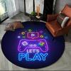 Game Controller Round Area Rug Cartoon Gamer Circle Carpet Rug for Living Room Children's Bedroom Sofa Decor Non-slip Floor Mat