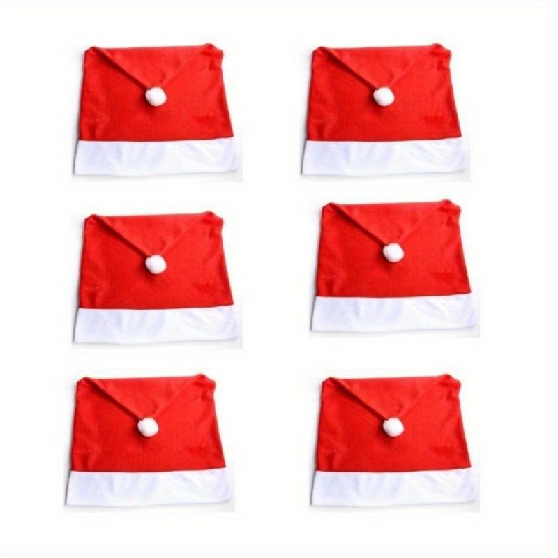 5 Stück Weihnachtsmann Rote Mütze Stuhlhussen Dekorative Weihnachtsessenstisch Party Heimdekoration Stoff Stuhlhussen