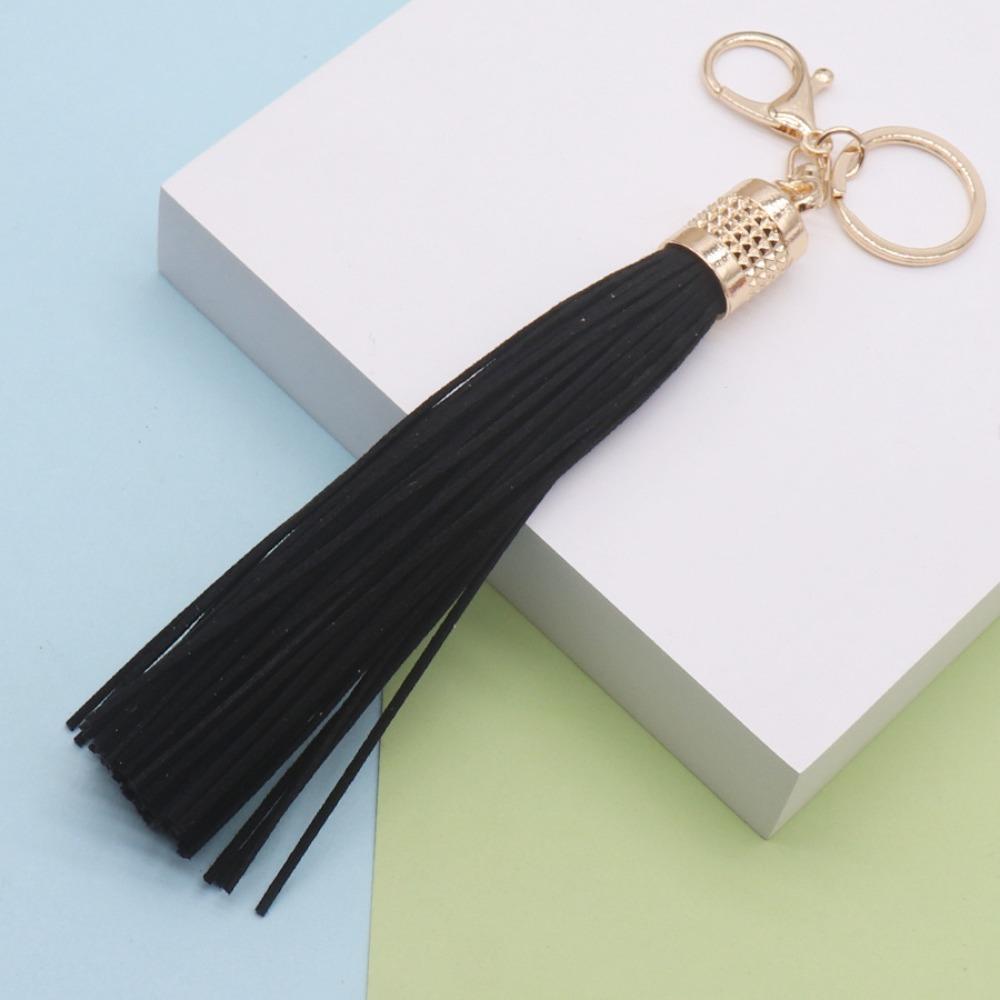 Cute Hanger Leather Tassel Keychain Alloy Pu Car Keyring Fashion DIY Bag Charm Men