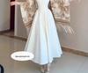 Elegant Women's Spaghetti Strap Waist-Cinched White Long Dress - Early Spring 2026 Collection, Romantic & Formal Design