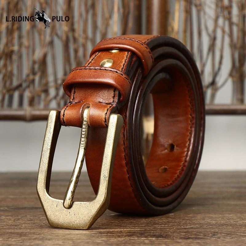 Double-sided Genuine Leather Belt Men's Genuine Leather Pin Buckle Simple Versatile Casual Belt Men's